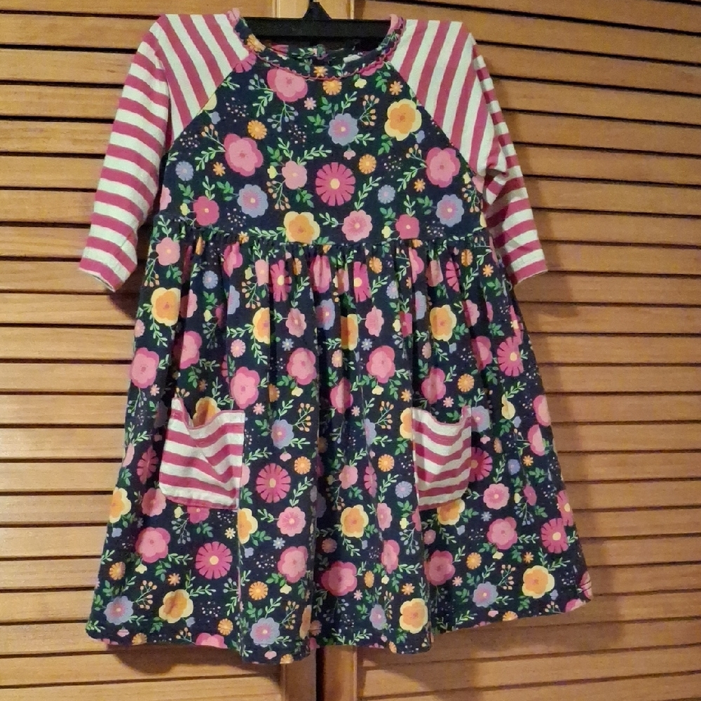 🌟 Good Lad Pink and Blue Floral Kids Dress 4T 🌟